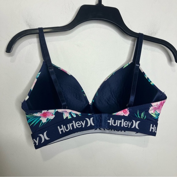 Hurley wire free bra tropical floral pattern blue pink women’s size 34C - Picture 3 of 6